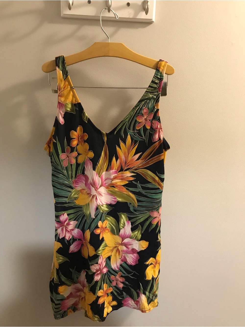 Islander Black Floral One-Piece Swimsuit with Pink & Yellow Flowers
